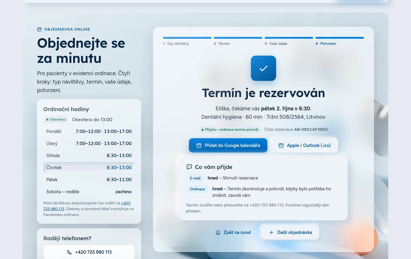 Hotová rezervace